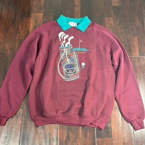 Vintage PS Originals Golf Sweatshirt Granny Collared Size XL Made‎ in USA